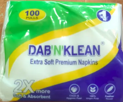 Dab N Klean Soft Premium Napkins Tissue Paper [100 Pulls]
