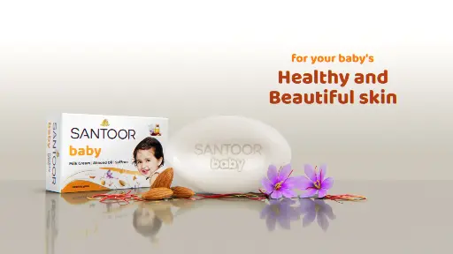 Santoor Baby Soap | Milk Cream, Almond Oil & Saffron
