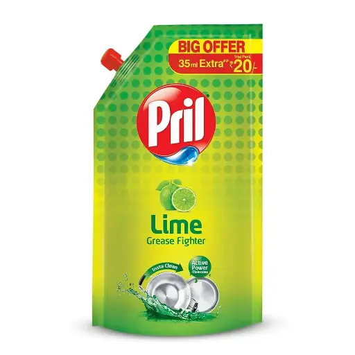 Pril Dish Washing Liquid| Lime Grease Fighter Pouch
